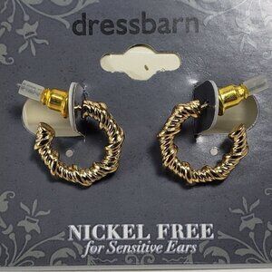 2/$30 Gold-tone Twisted Wire Open Hoop 0.6-in Small Earrings - Women's Jewelry